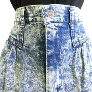 Vintage 80s Cherokee Acid Wash Blue Jean Skirt Pockets Hip Yoke Detail Cotton 26